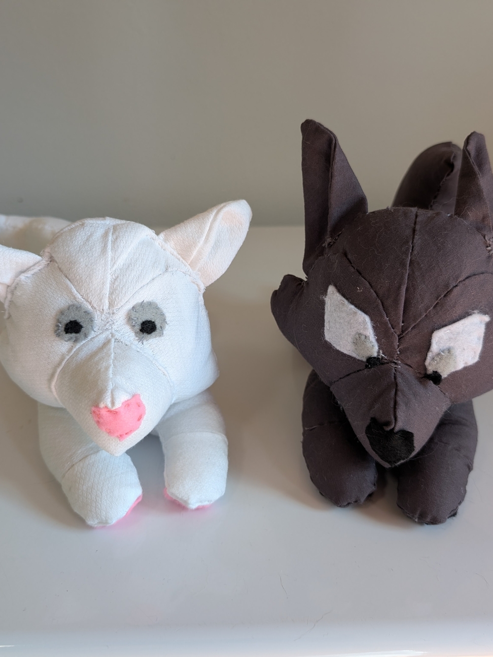 Hand Sewn Wolf Or Dog Stuffed Animal, 10 Inches
